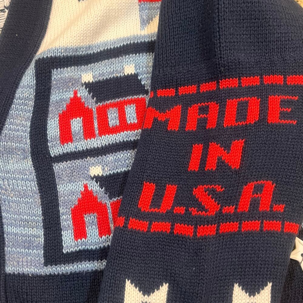Vintage‎ Sweater Women Large Loft Cardigan 4th of July America, Knitted Usa Made